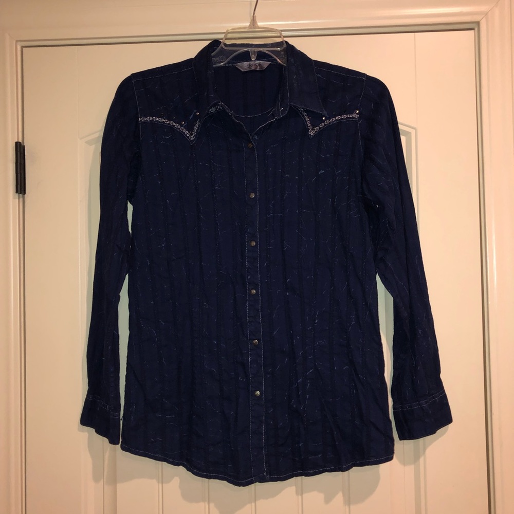 Dark Blue Western Button up